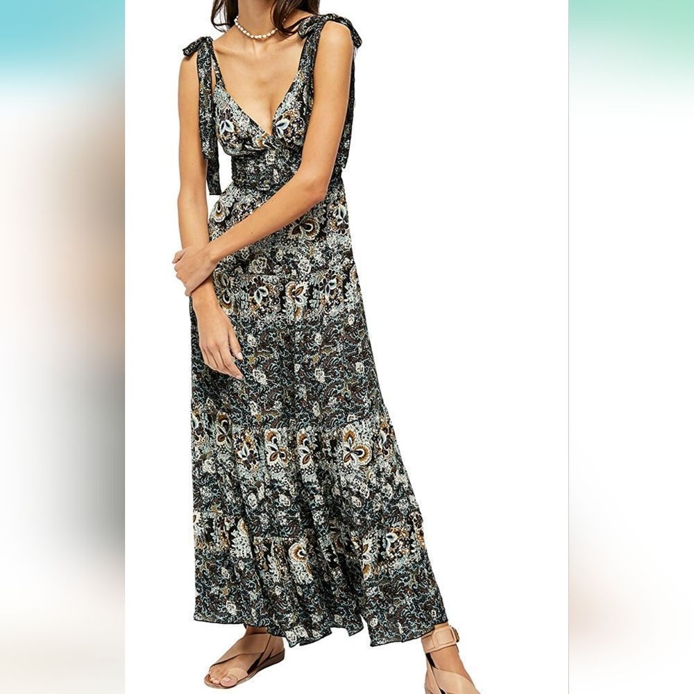FREE PEOPLE NWT Let's Smock About It Maxi Dress so flattering!- sz L